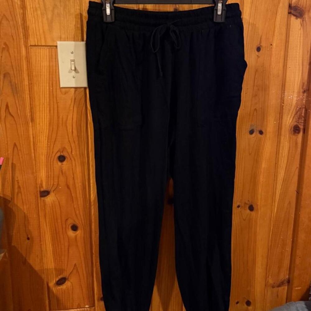 Black linen joggers
